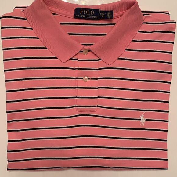 Polo by Ralph Lauren  Pink Black White Logo White Men’s Polo Shirt Size XXL - Picture 1 of 8